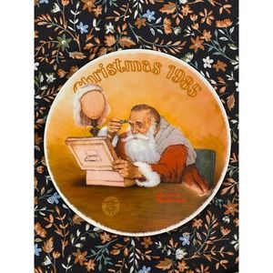 “Grandpa Plays Santa" Norman Rockwell Christmas 1985 Plate Edwin Knowles